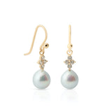 Belgravia Earrings in Blue Akoya Pearls & Diamonds