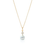 Gump's Signature Blue Akoya Pearl & Diamond Drop Pendant Necklace