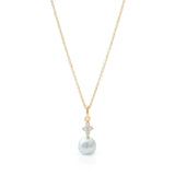 Gump's Signature Blue Akoya Pearl & Diamond Drop Pendant Necklace