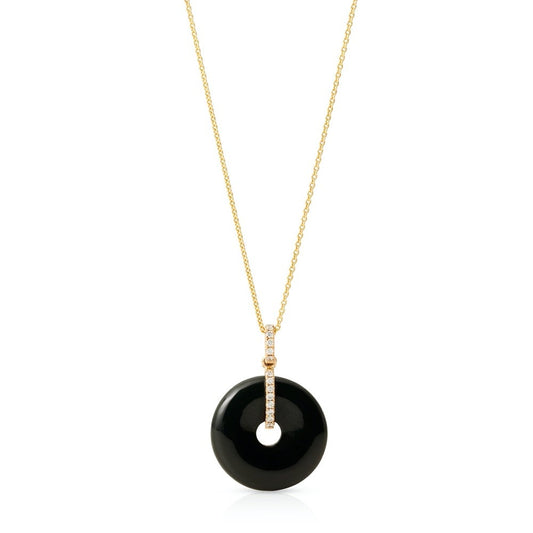 Gump's Signature Black Nephrite Jade Pi & Diamond Pendant Necklace