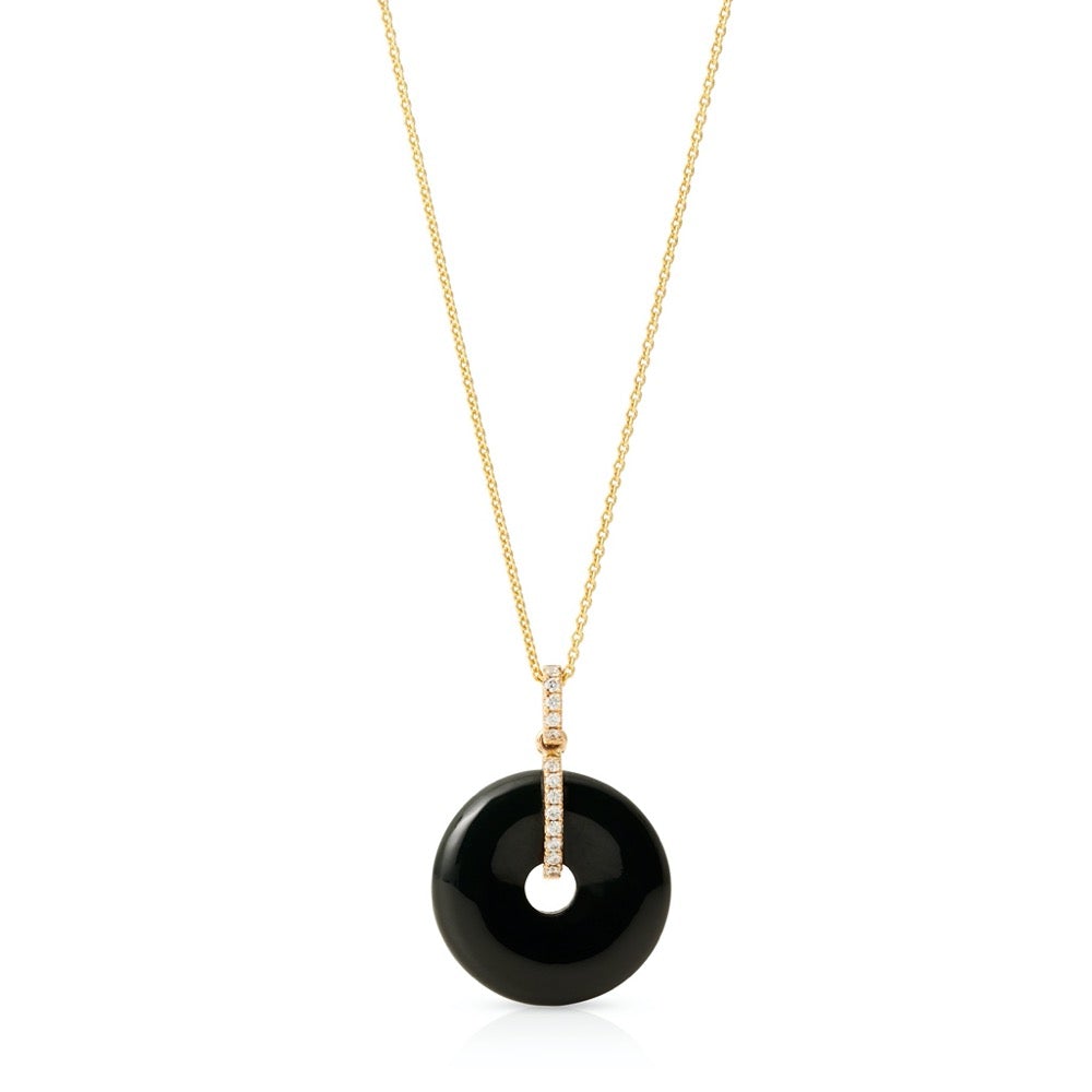 Gump's Signature Black Nephrite Jade Pi & Diamond Pendant Necklace