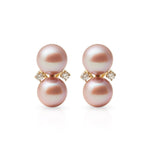 Gump's Signature Les Deux Earrings in Pink Pearls & Diamonds