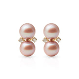 Gump's Signature Les Deux Earrings in Pink Pearls & Diamonds