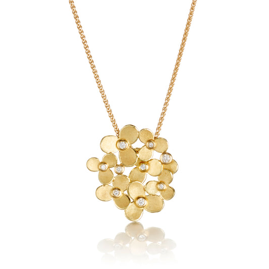 Barbara Heinrich Trillium & Diamond Cluster Pendant Necklace
