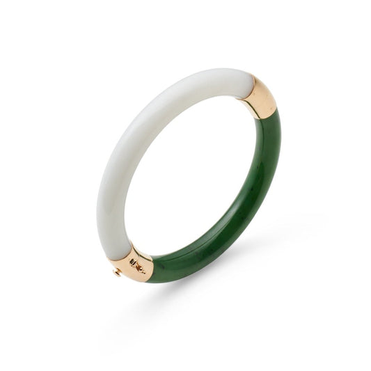 Gump's Signature Pacific Bangle in Green Nephrite & White Jade