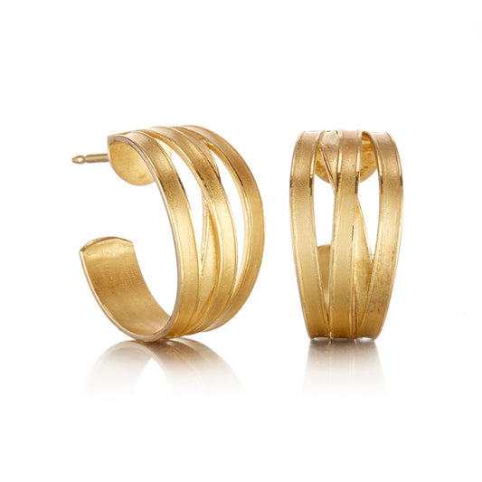 Four Ribbon Tapered Hoop Earrings