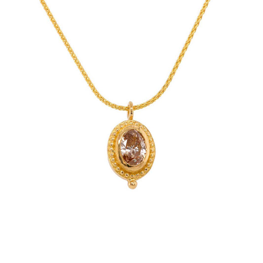 Barbara Heinrich Cognac Diamond Granulated Pendant Necklace