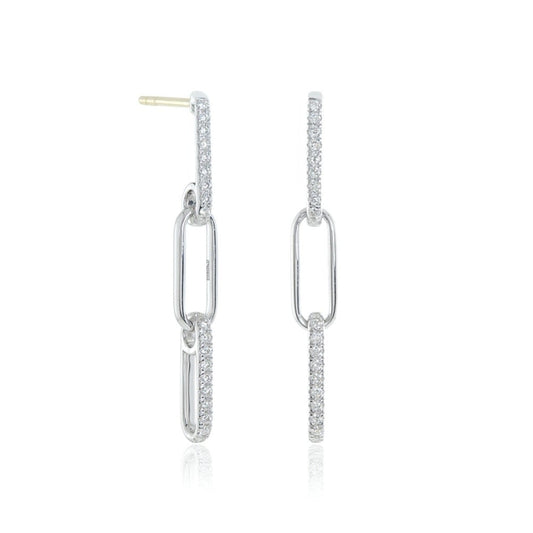 Diamonds & Sterling Silver Link Earrings