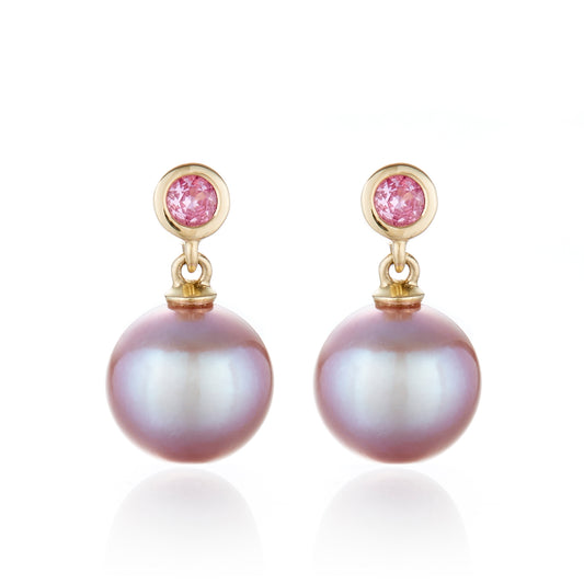 Gump's Signature Pink Sapphire & Pink Pearl Drop Earrings