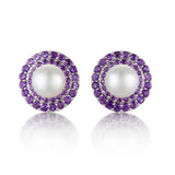 Pearl & Amethyst Border Earrings