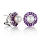 Pearl & Amethyst Border Earrings