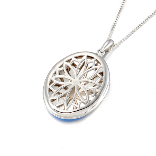 Blue Enamel Locket Necklace