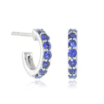 Gump's Signature White Gold Huggie Hoop Earrings in Sapphires