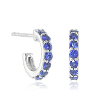 Gump's Signature White Gold Huggie Hoop Earrings in Sapphires