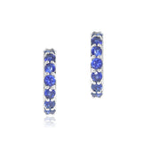 White Gold Huggie Hoop Earrings in Sapphires
