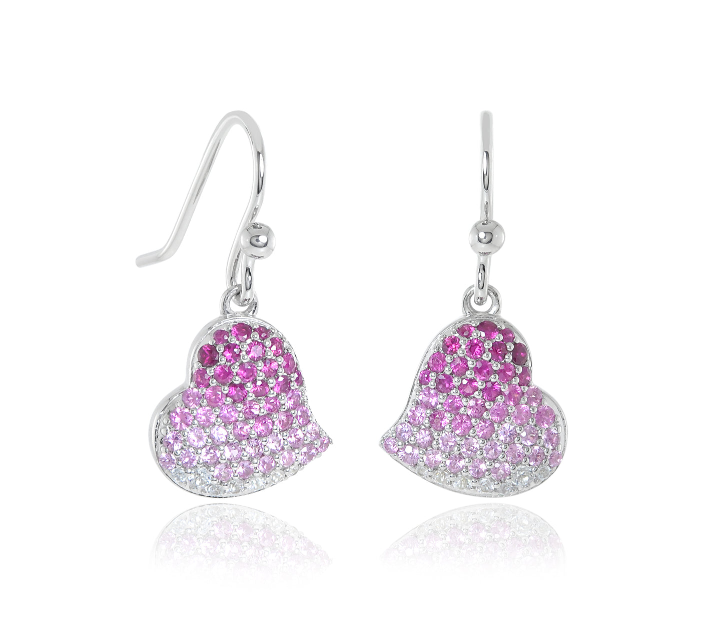 Gump's Signature Pink Ombre Ruby & Sapphire Heart Drop Earrings