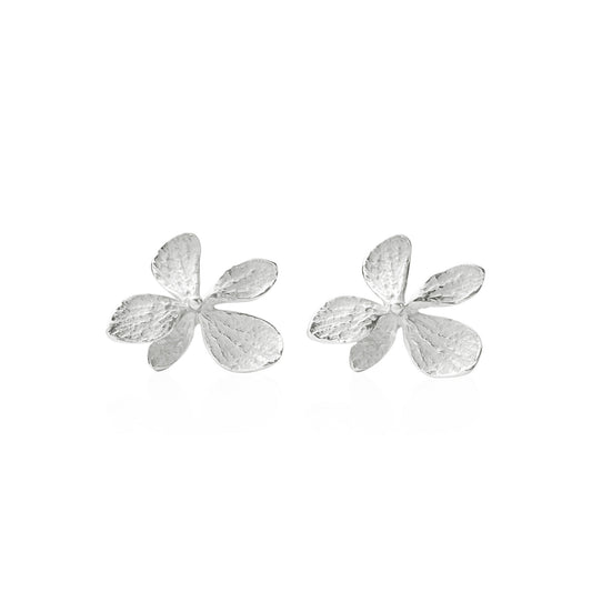 Silver Single Hydrangea Stud Earrings