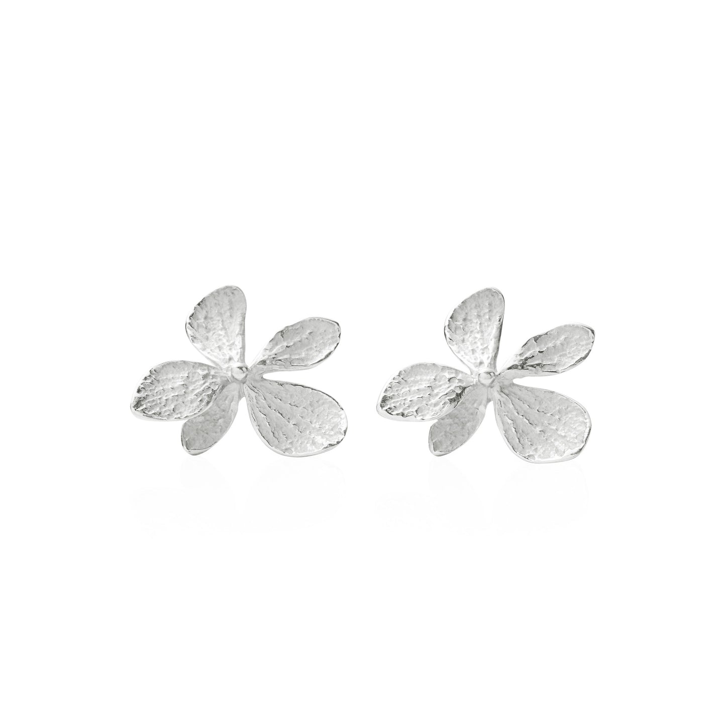 Silver Single Hydrangea Stud Earrings