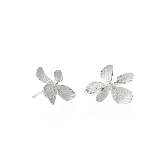 John Iversen Silver Single Hydrangea Stud Earrings