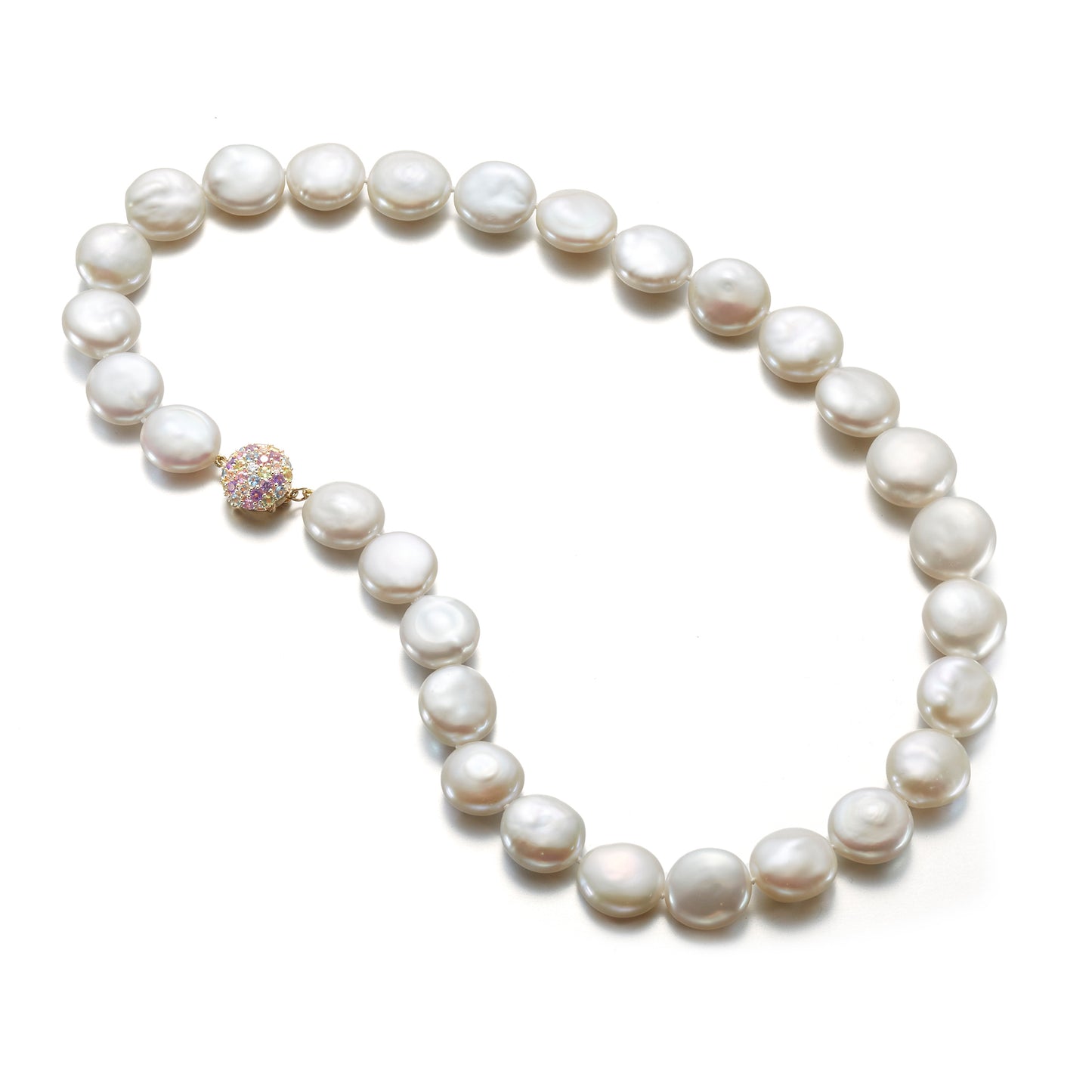 White Coin Pearl & Multi-Gemstone Necklace