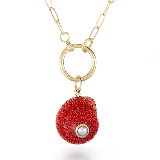 Strawberry Shell with Pearl Charm