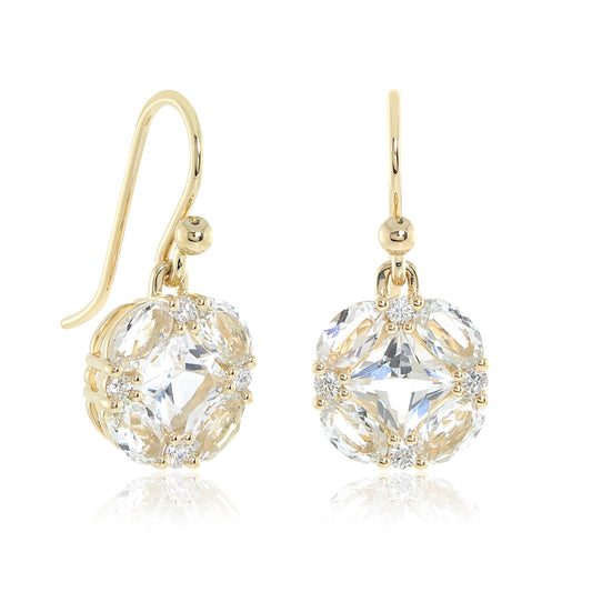 Quadrille Drop Earrings in White Topaz & Diamonds