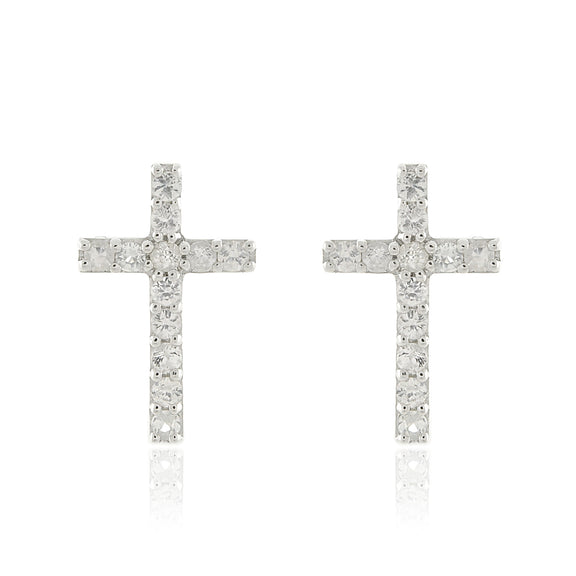 Gump's Signature White Sapphire Cross Earrings