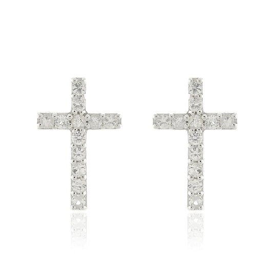 Gump's Signature White Sapphire Cross Earrings