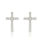 White Sapphire Cross Earrings