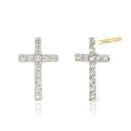 White Sapphire Cross Earrings