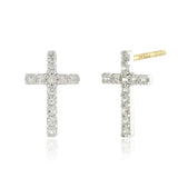 White Sapphire Cross Earrings