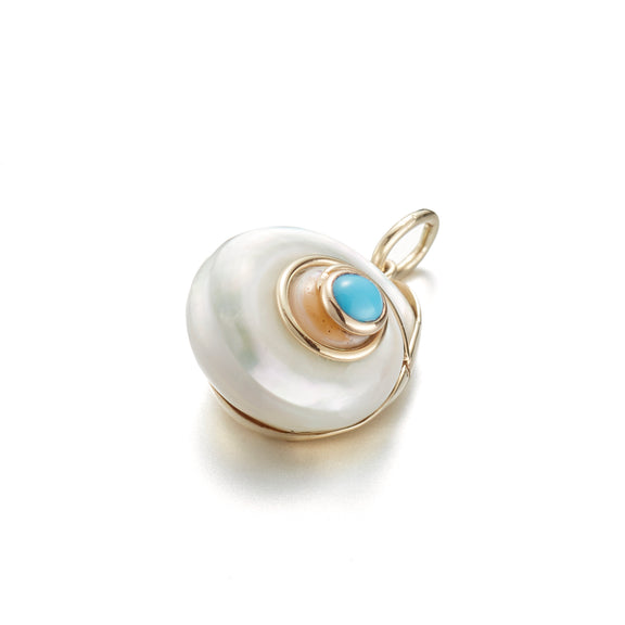 White Shell with Turquoise Charm