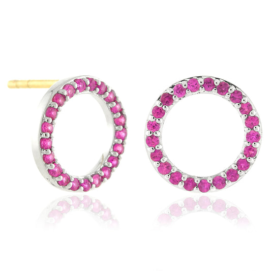 Pink Sapphire Open Circle Earrings