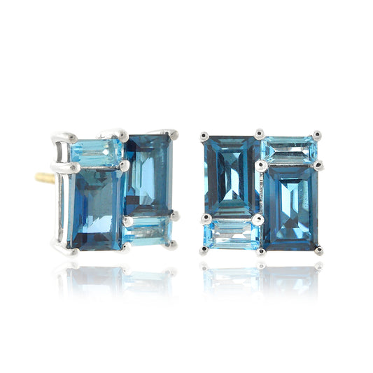 Blue Topaz Mosaic Earrings