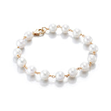 7mm Pearl & Gold Link Bracelet