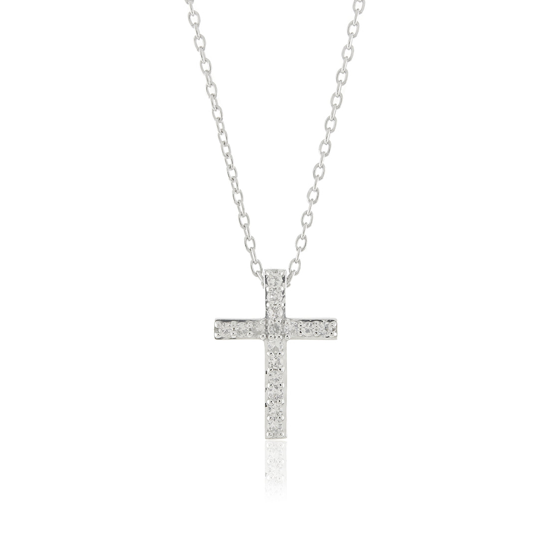 Gump's Signature White Sapphire Cross Pendant Necklace