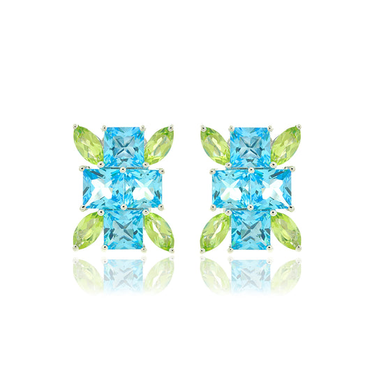 Gump's Signature Swiss Blue Topaz & Peridot Silver Earrings