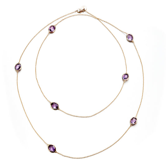 Station Necklace in Amethyst