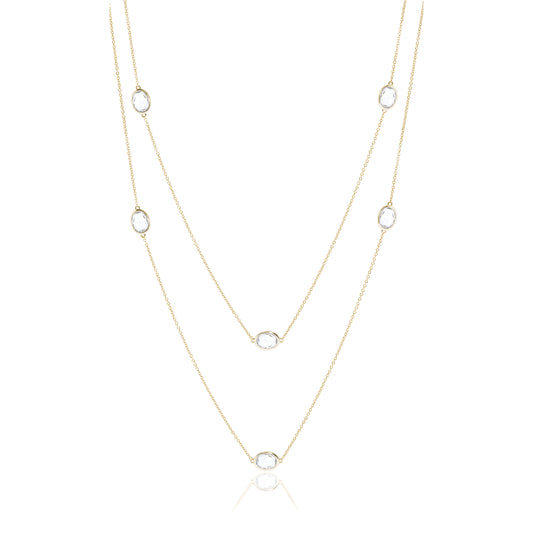 Station Necklace in White Topaz