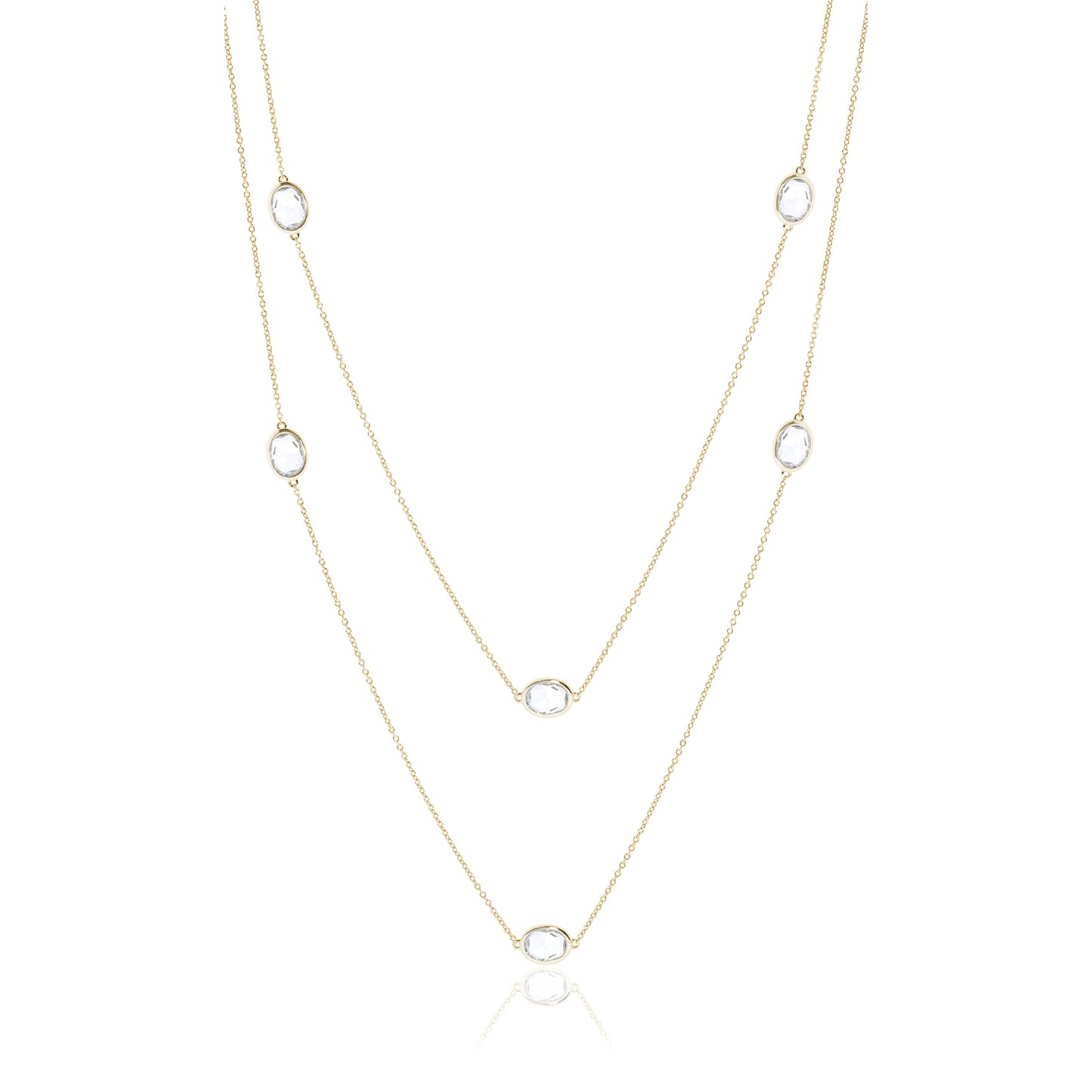 Station Necklace in White Topaz