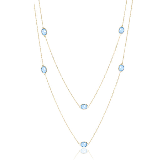 Station Necklace in Swiss Blue Topaz