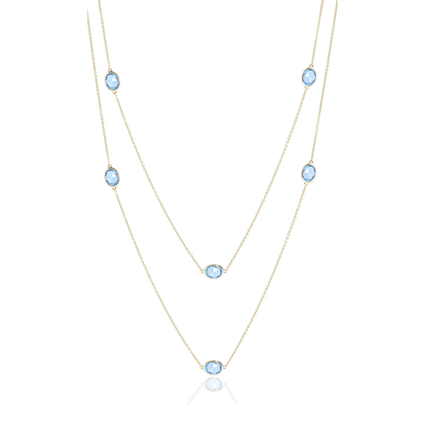 Station Necklace in Swiss Blue Topaz