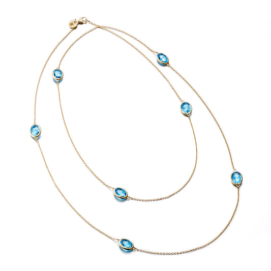 Gump's Signature Station Necklace in Swiss Blue Topaz