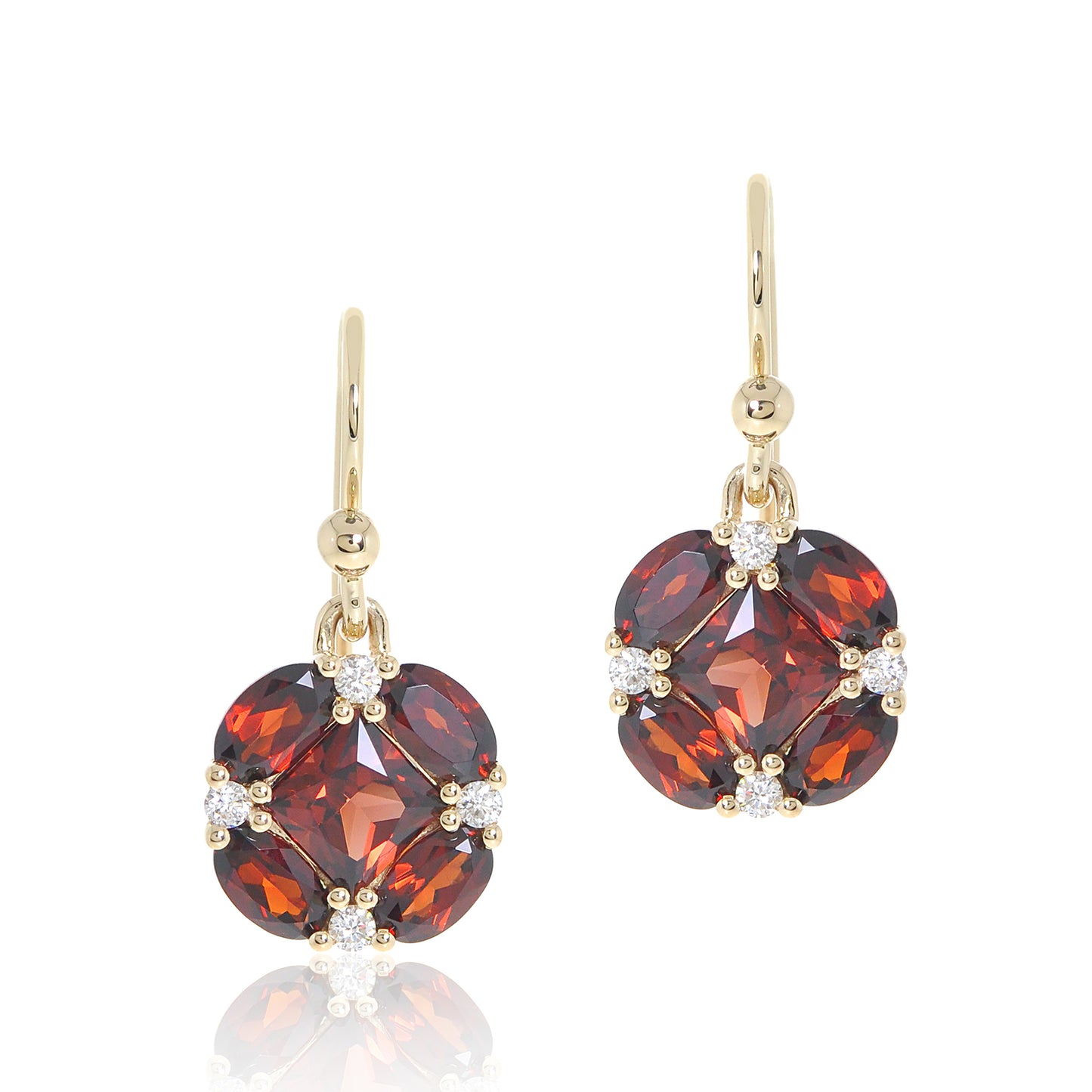 Gump's Signature Quadrille Drop Earrings in Garnet & Diamonds