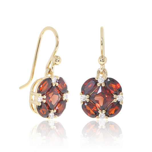 Quadrille Drop Earrings in Garnet & Diamonds