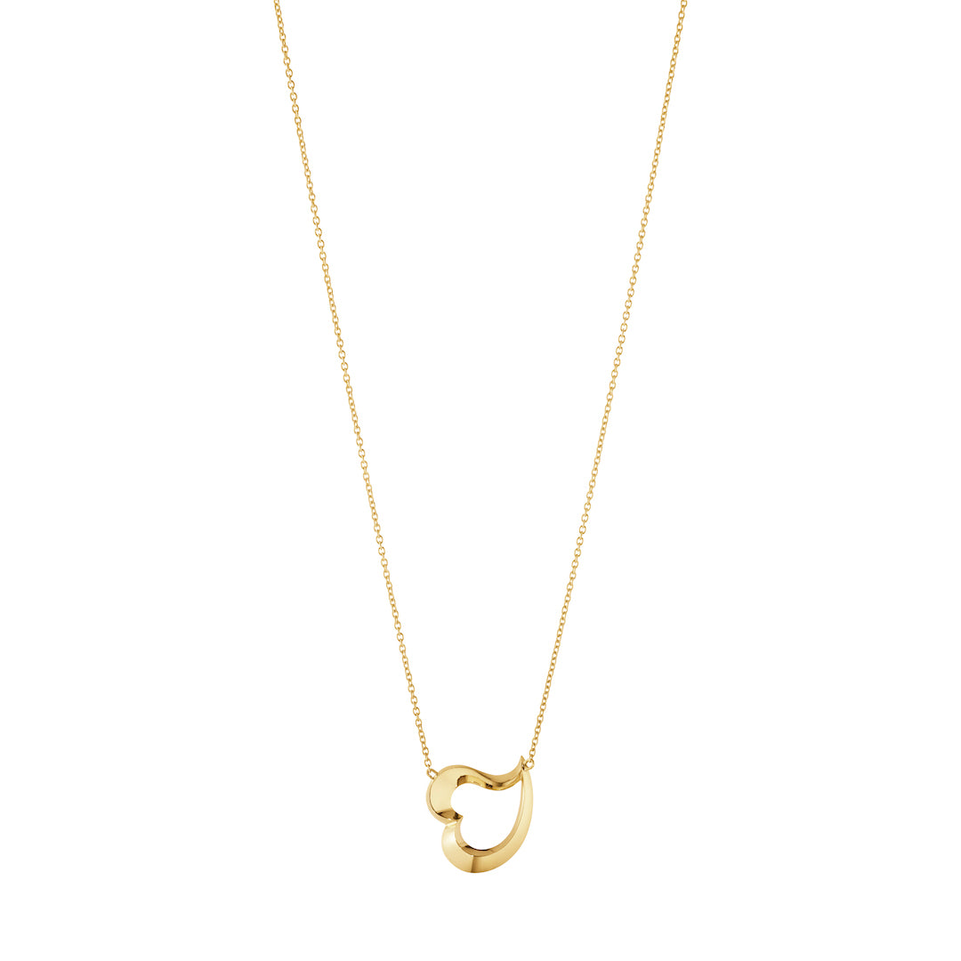 Georg Jensen Gold Love Leaf Pendant Necklace