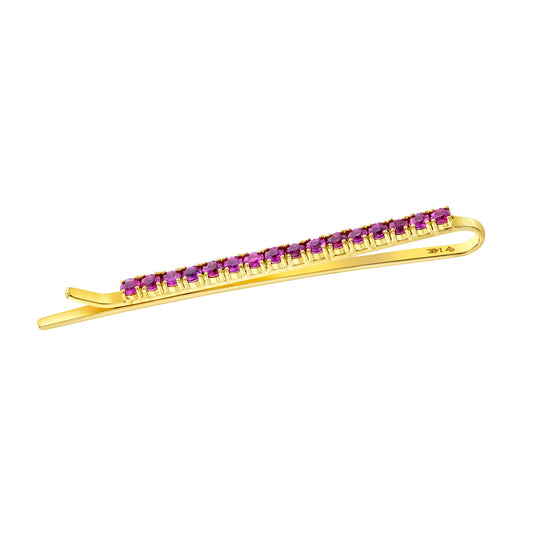 Carbon & Hyde Pink Sapphire & Yellow Gold Hair Pin