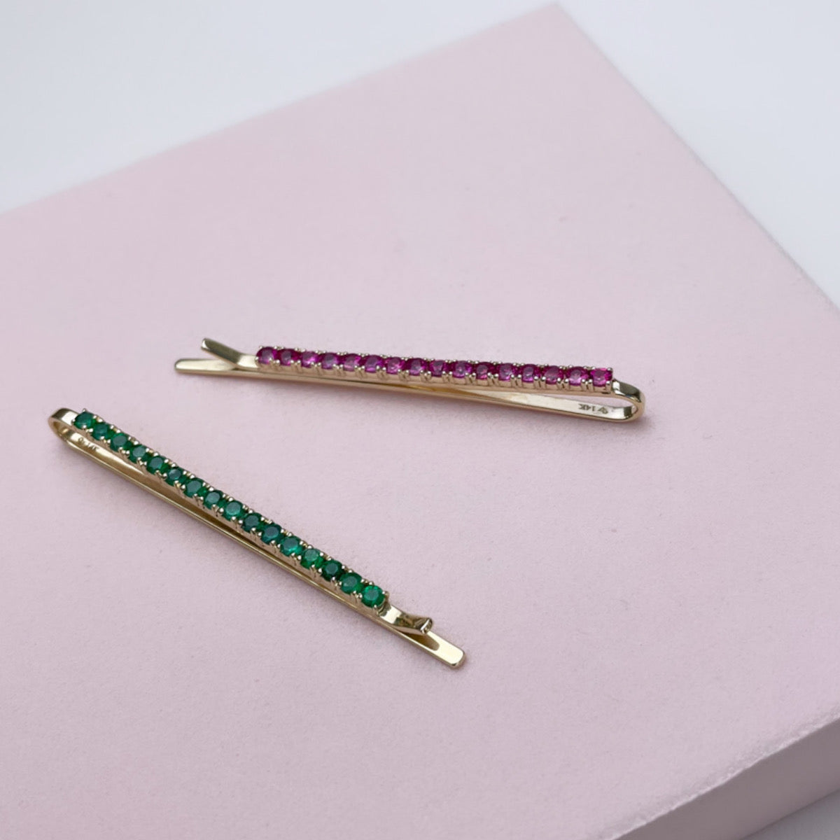 Pink Sapphire & Yellow Gold Hair Pin