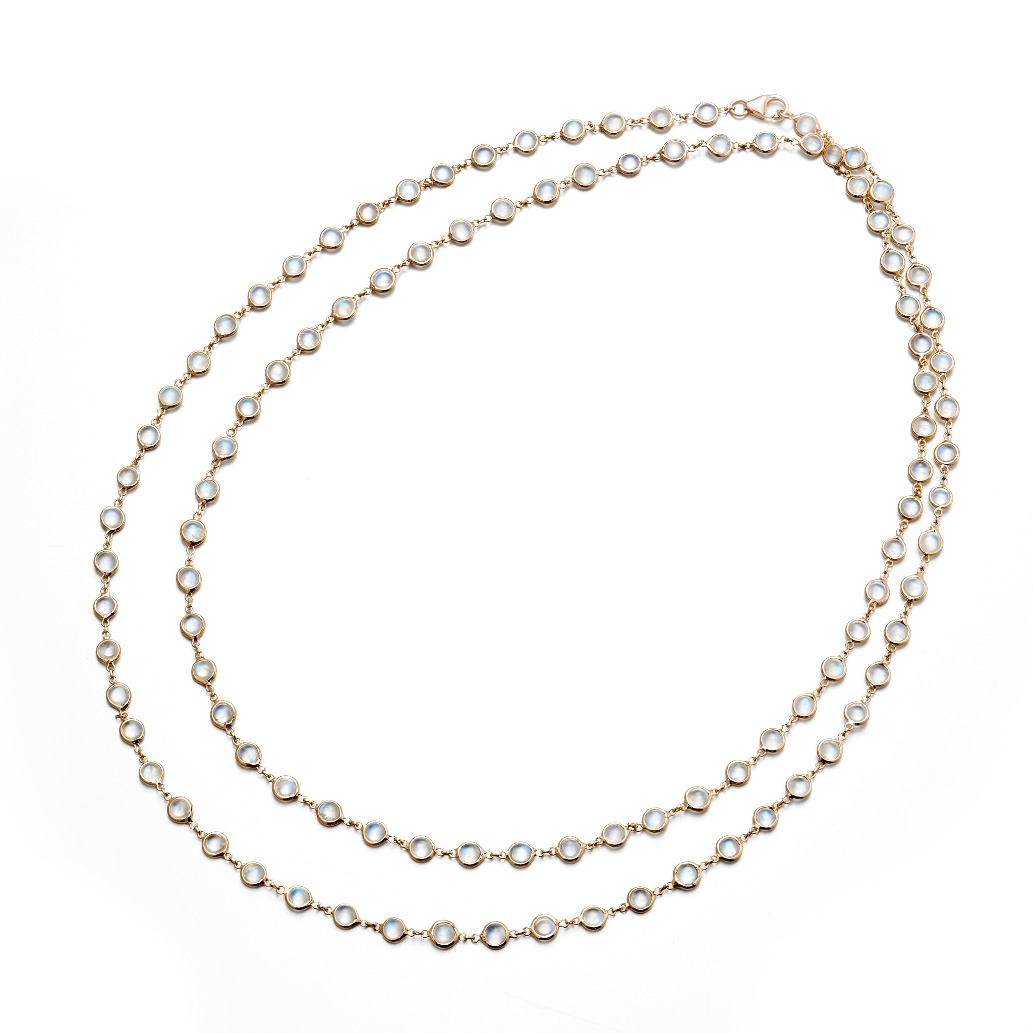 Rainbow Moonstone Long Link Necklace