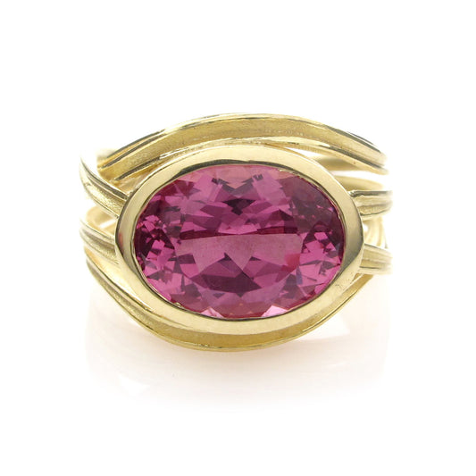 Pink Spinel Wrapped Ribbon Ring